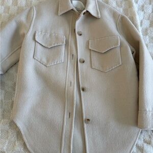Beige Button-Up Wool Jacket